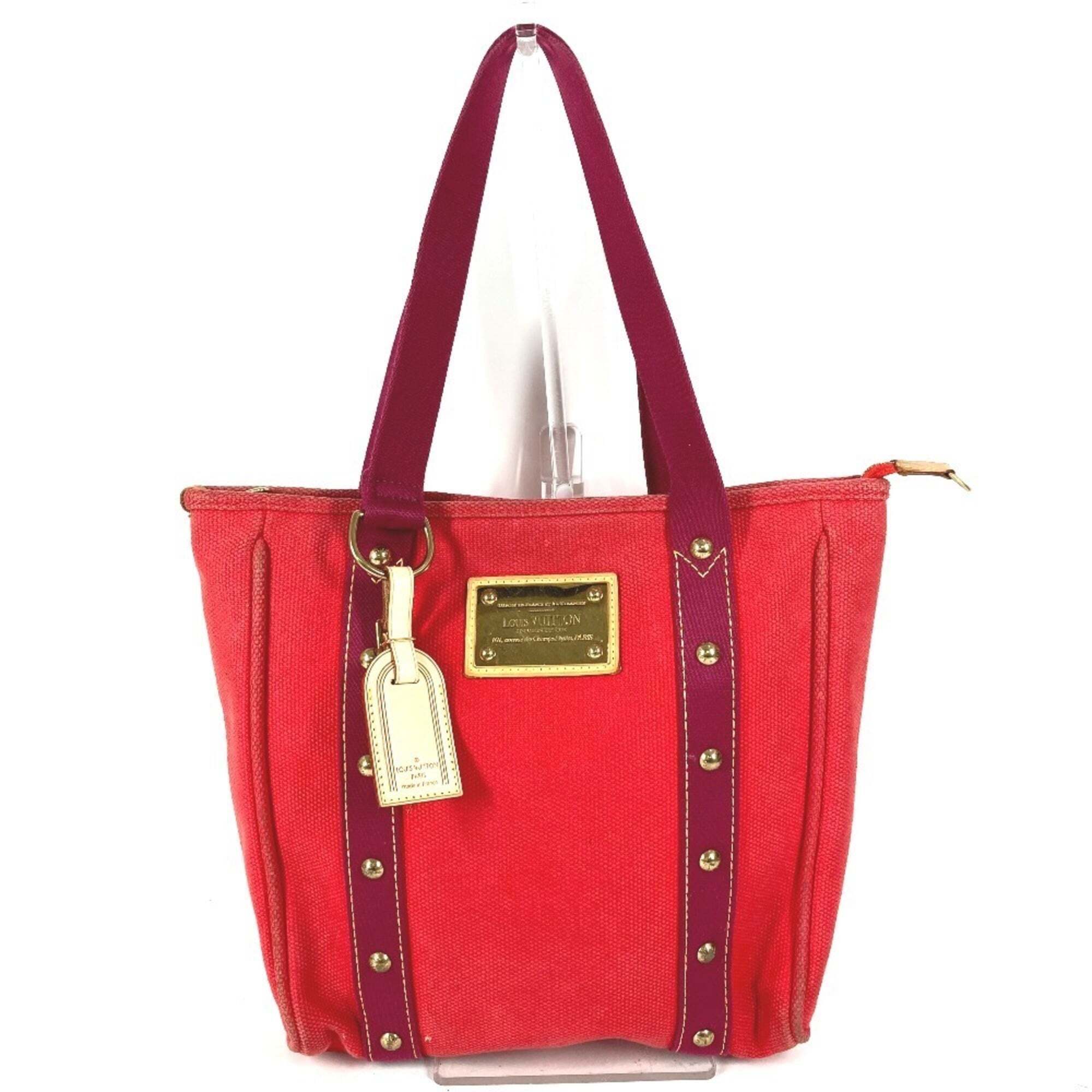 Louis Vuitton M40034 Antigua Cabas Mm Tote Bag, Handbag, Cotton, Women's, Red